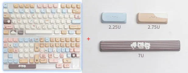 High Sea Salt Cat pastel PBT keycaps with 26 sizes including 7u spacebar supplement