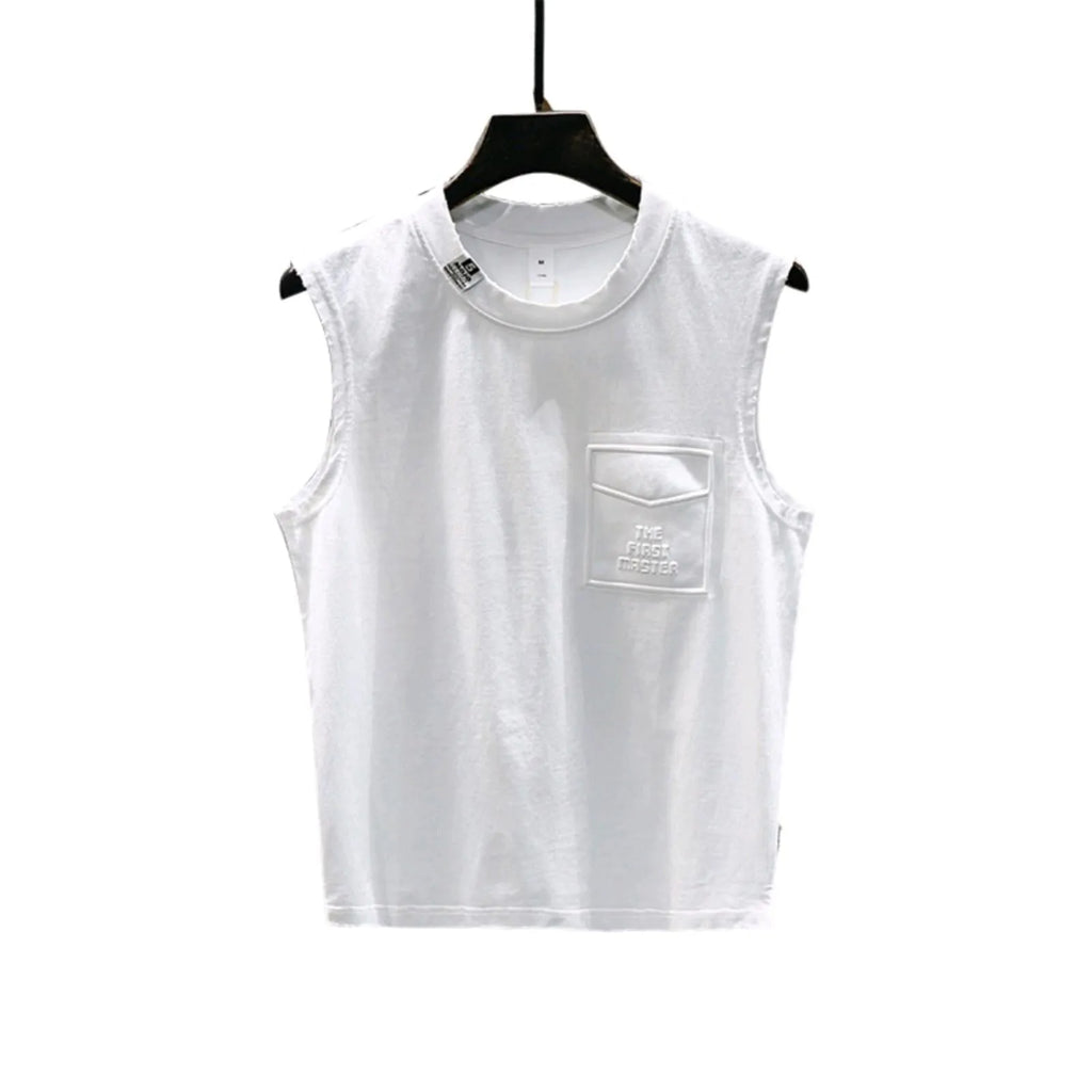 Cotton sleeveless fitness t-shirt in loose fit with straight hem design
