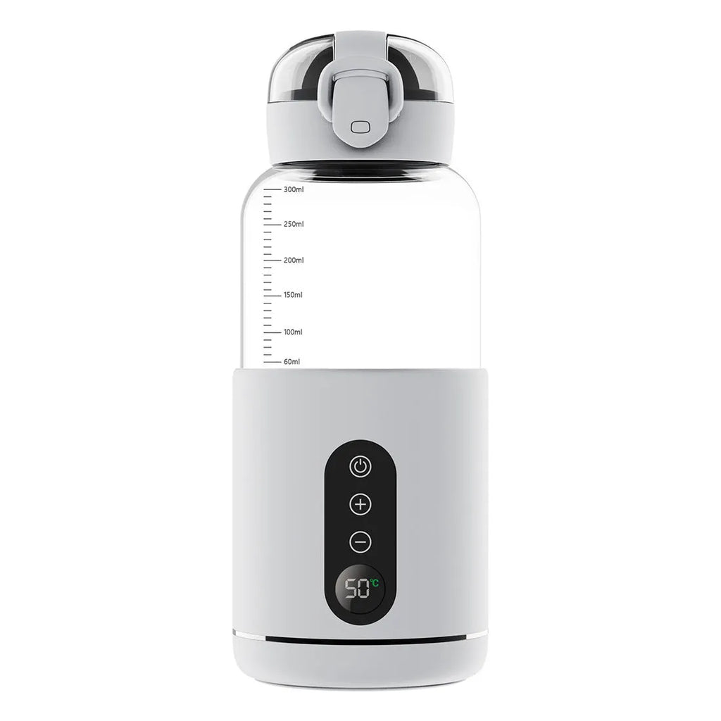 Wireless portable baby milk mixer with glass thermostatic cup 86x210mm in white