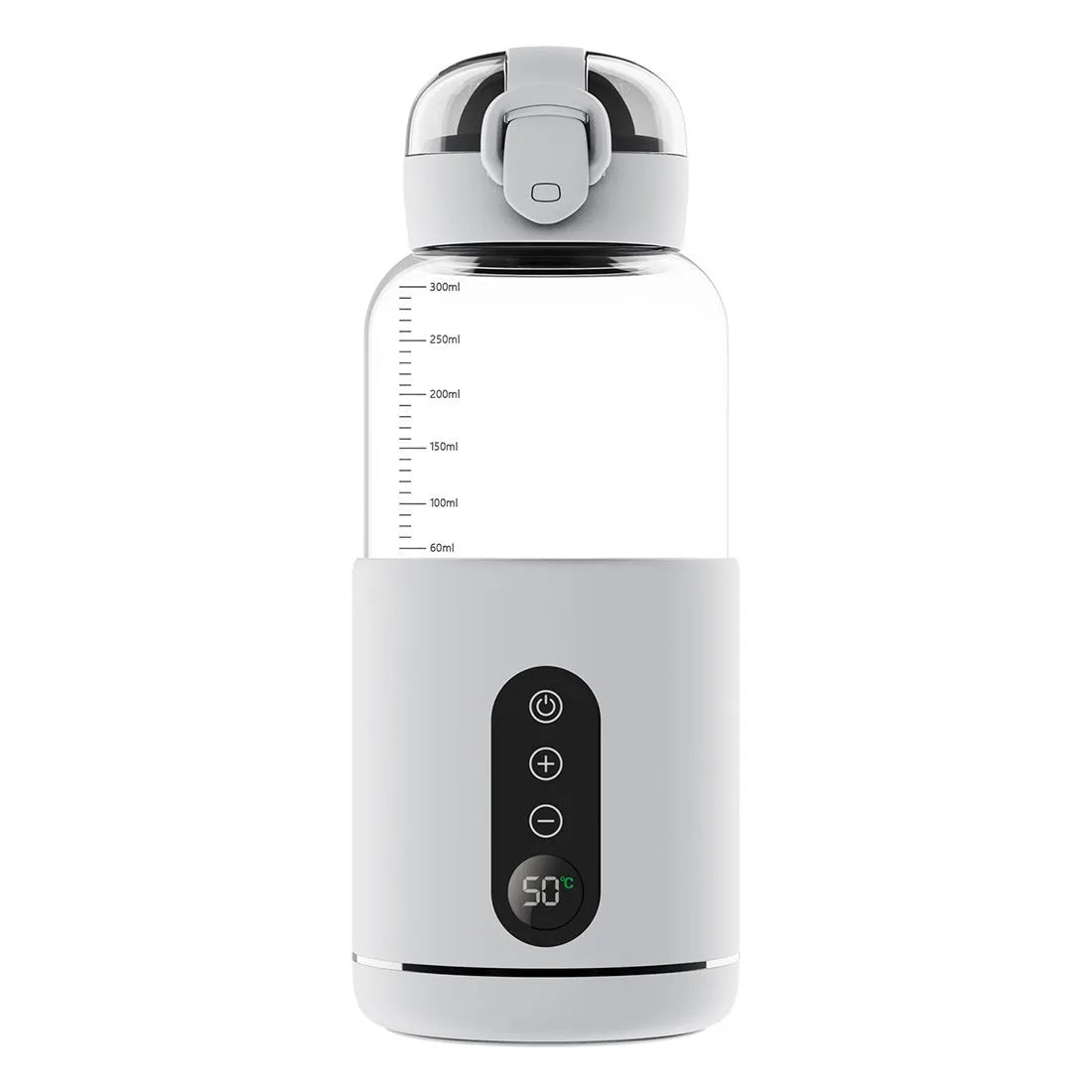 Wireless portable baby milk mixer with glass thermostatic cup 86x210mm in white