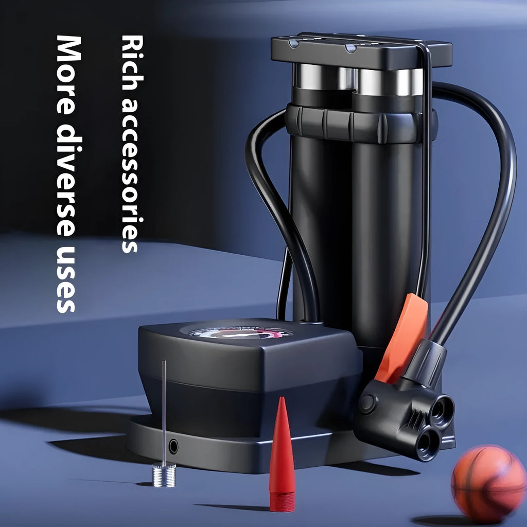 Foot tire pump with iron body and foot pedal for bicycle and motorcycle tyre inflation