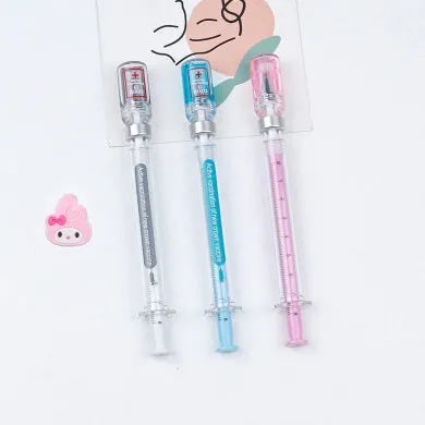 Vaccine design gel pen with plastic body and black 0.5mm refill