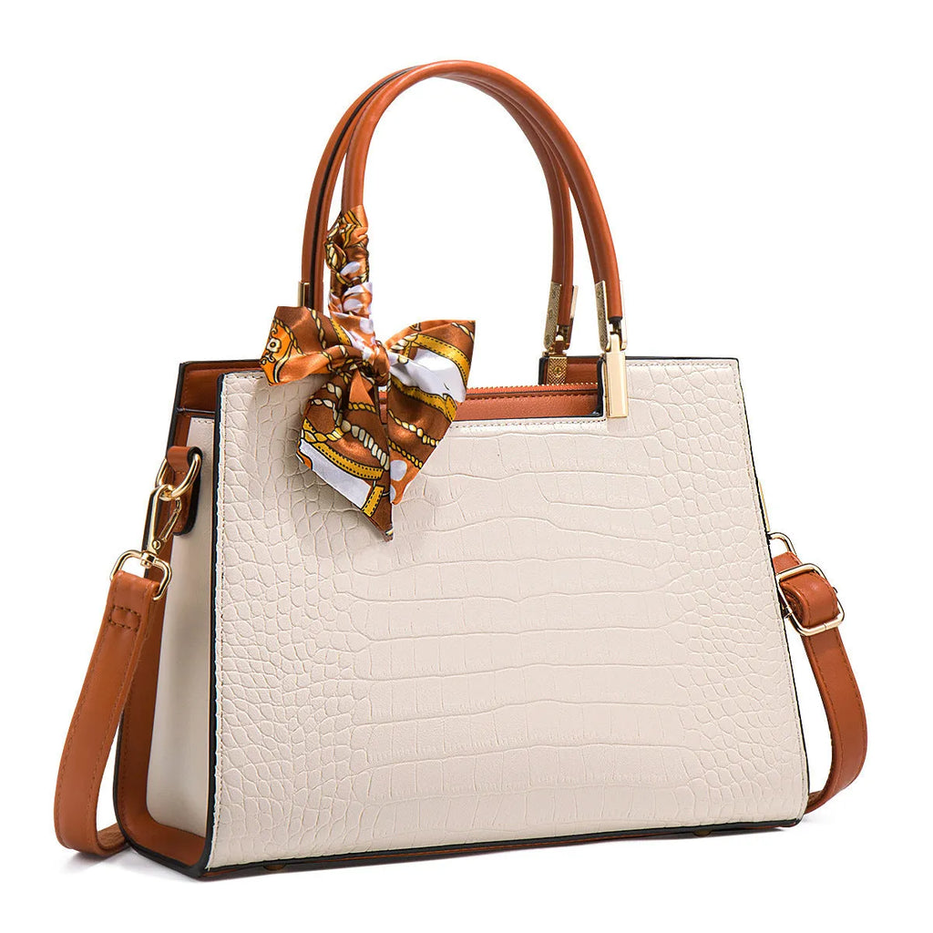Milky white women's large-capacity shoulder handbag with horizontal square shape and slit pocket