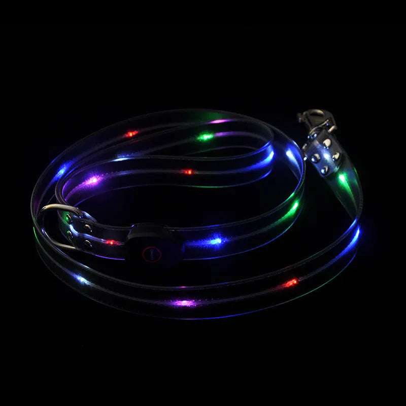 PVC dog leash in fluorescent green, showing its 120cm length and hand-held design.