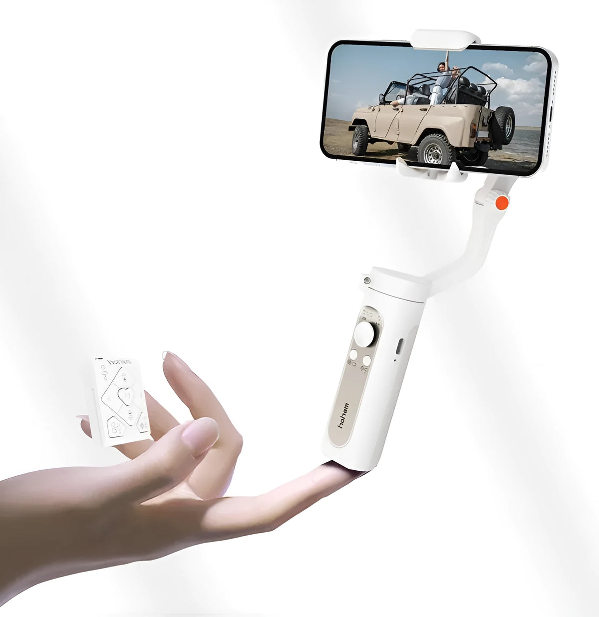Smart anti-shake selfie stick stabilizer, plastic, folded 179 x 39 x 79 mm, Black or White