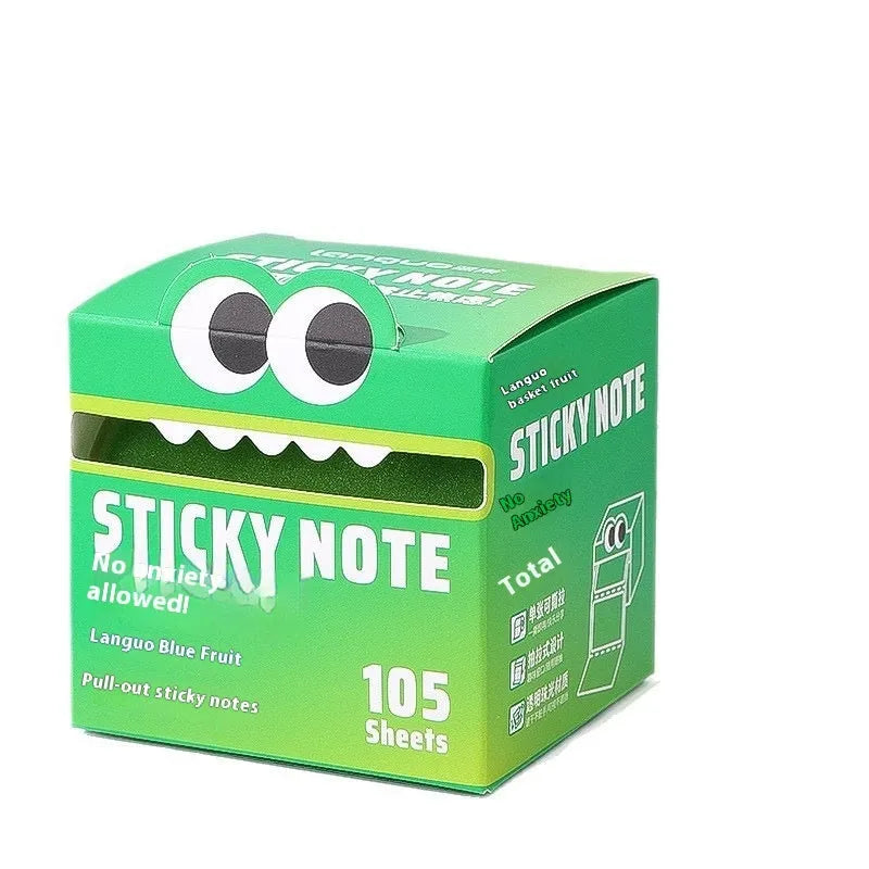 Transparent pull-out sticky notes with pearl gradient design in six colour options, 105-page pad