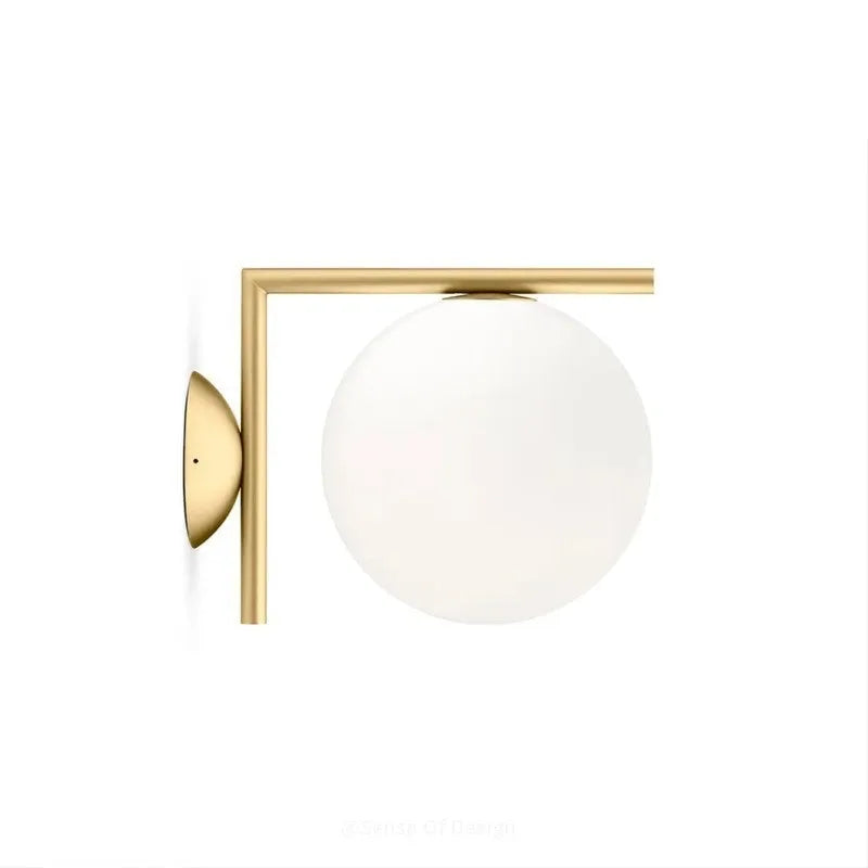 Nordic style glass wall lamp in choice of black, brass or chrome metallic finish