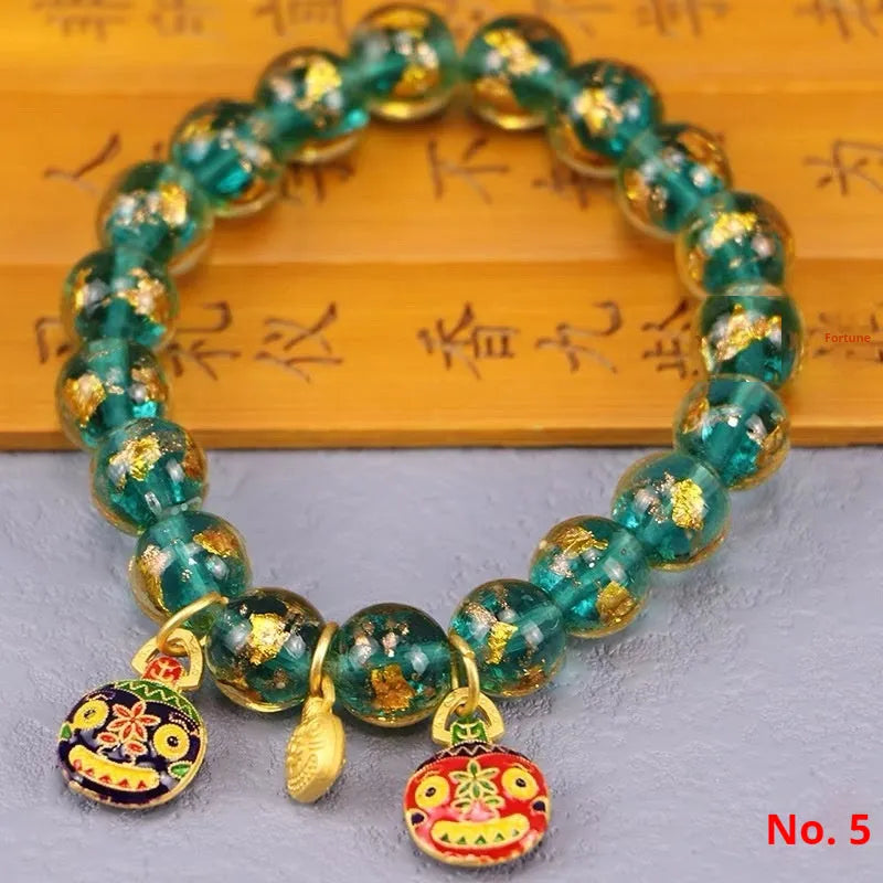 Ancient French glaze glass bracelet with geometric shapes in one of six colour options