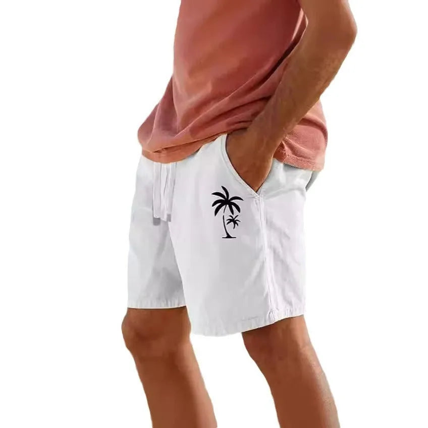 Men's cotton blend drawstring elastic waist shorts in straight leg design, shown in Army Green colour