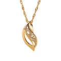 women's glossy hollow-out leaf necklace champagne gold copper casual style
