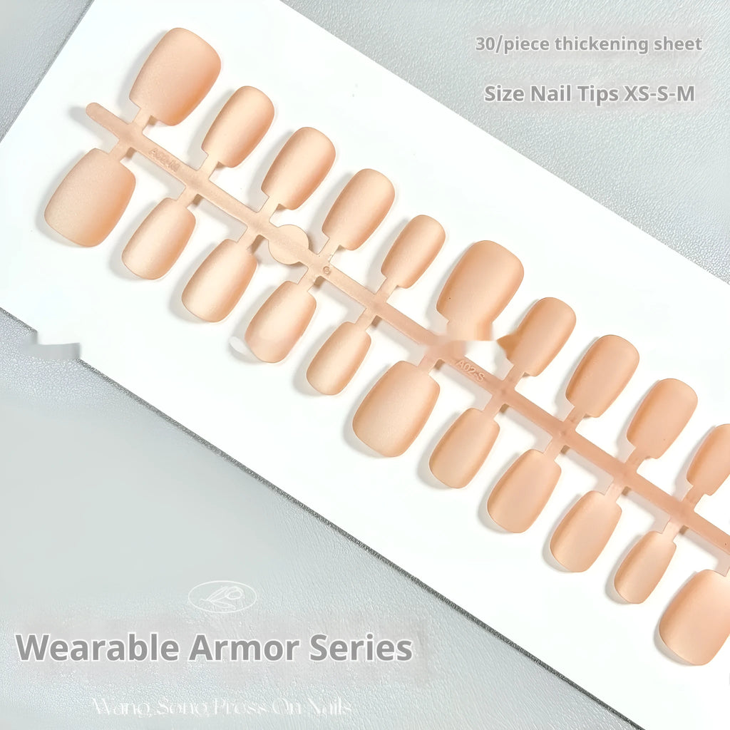 Velvet frosted Cat's Eye artificial nails in short ladder sizes XS, S, and M with Aurora armour styling