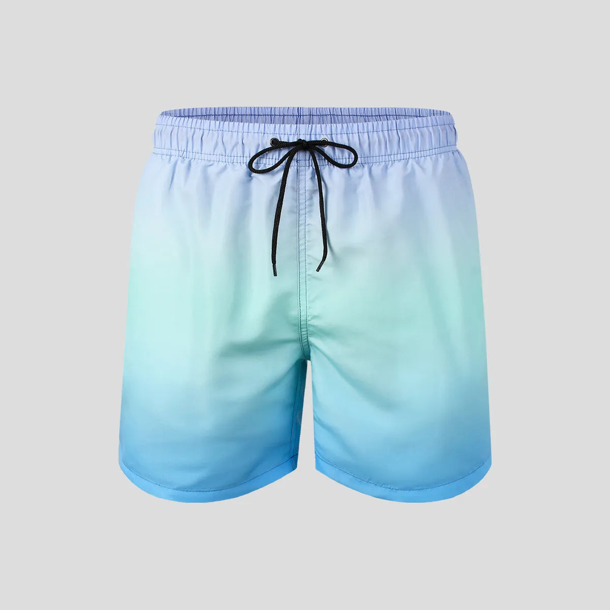 Men's grey gradient colour 3D digitally printed sports shorts made from stretch mesh fabric.