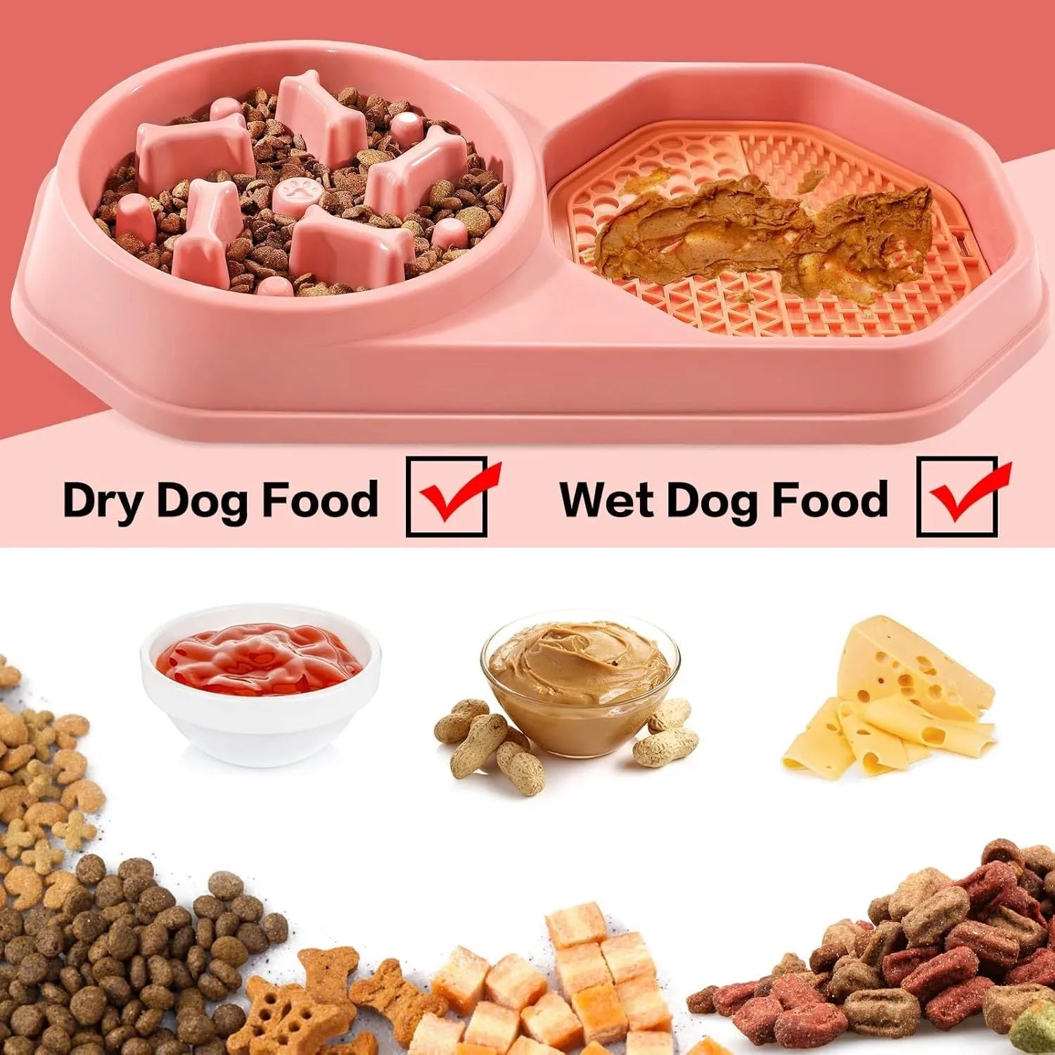 Blue slow feeder puzzle dog bowl with raised ridges and non-slip base for small to medium dogs