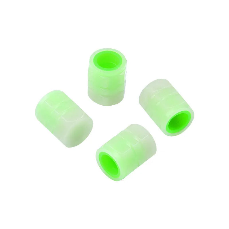 Black rubber car luminous valve caps with glow feature for tyre valves.