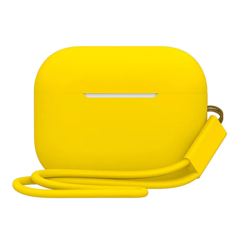 AirPods Pro 2 silicone protective case with lanyard in various solid colours showing precise fit and dimensions