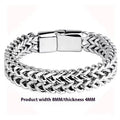 Silver geometric stainless steel bracelet with front and back hip hop design details