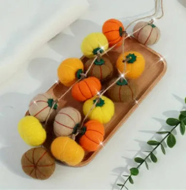 Wool felt pumpkin poke ornaments for doll decoration in autumn colours