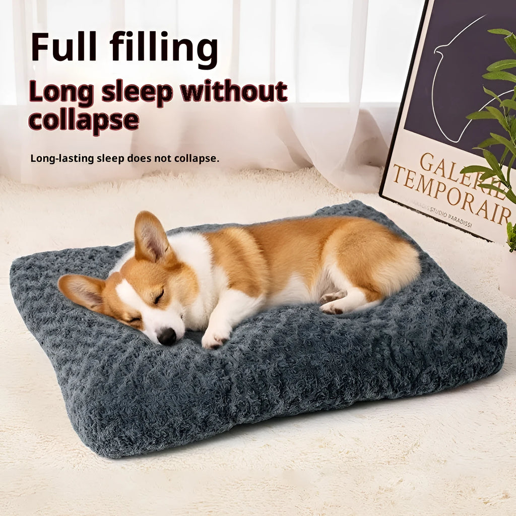 Dark gray embossed velvet thick square pet mat for dogs, multiple sizes from XS to 3XL