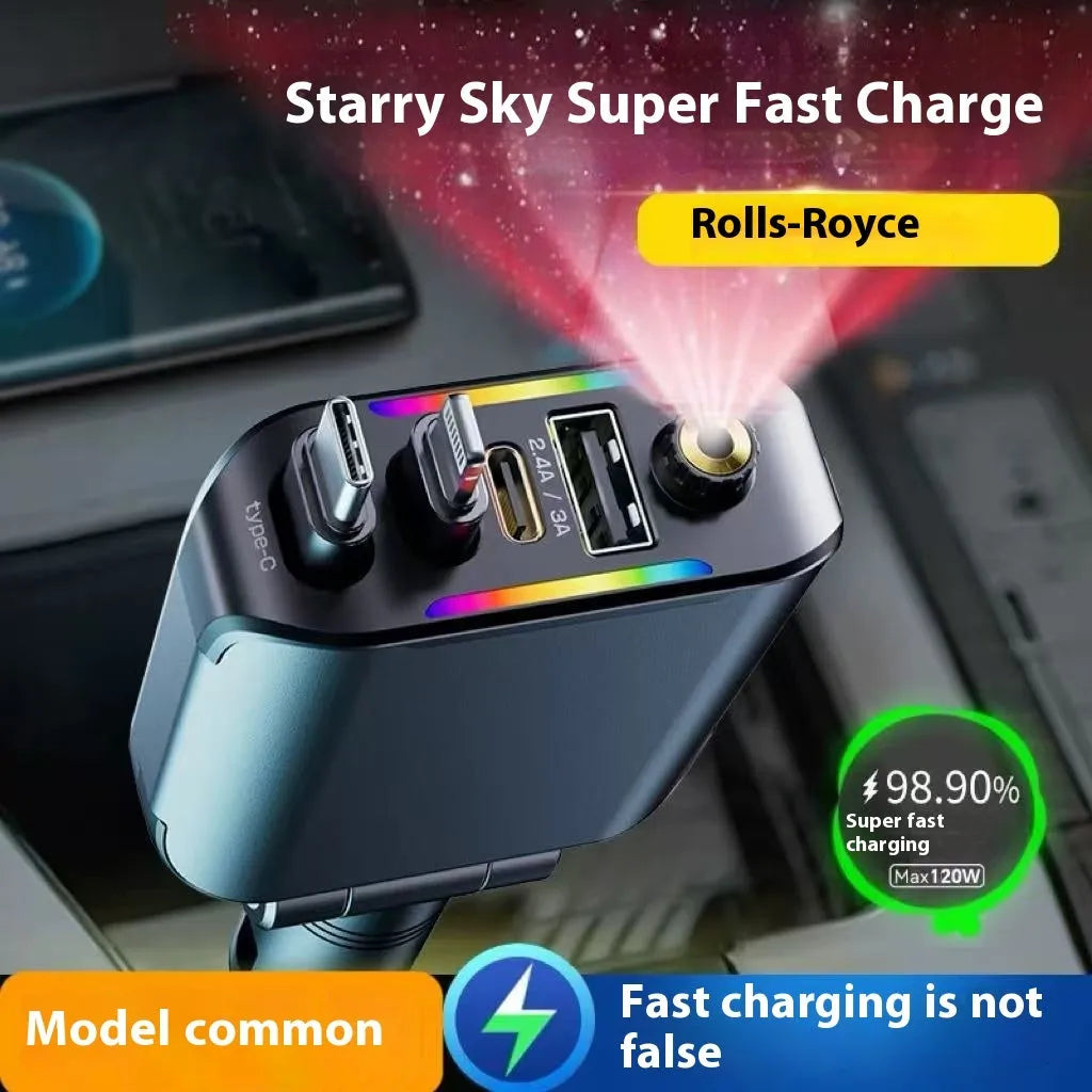 Starry Sky 120W fast charging car charger with Type-C plug, black