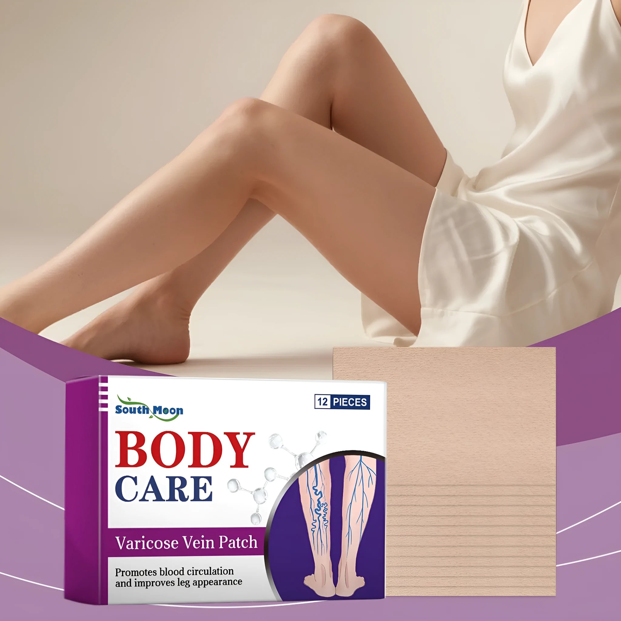 12-piece leg care patch set with plant-based nourishing formula for massage application