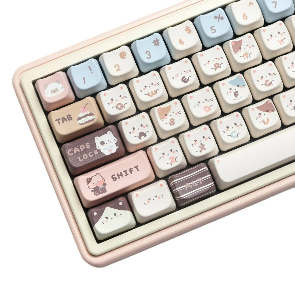 High Sea Salt Cat pastel PBT keycaps with 26 sizes including 7u spacebar supplement