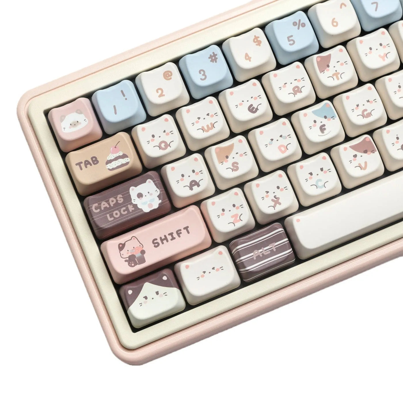 High Sea Salt Cat pastel PBT keycaps with 26 sizes including 7u spacebar supplement