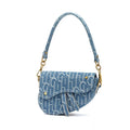 Women's vintage denim saddle bag in blue cross body bag with soft PU surface and zip pocket interior