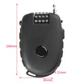Cow lock retractable wire rope helmet lock with chain in black and silver options
