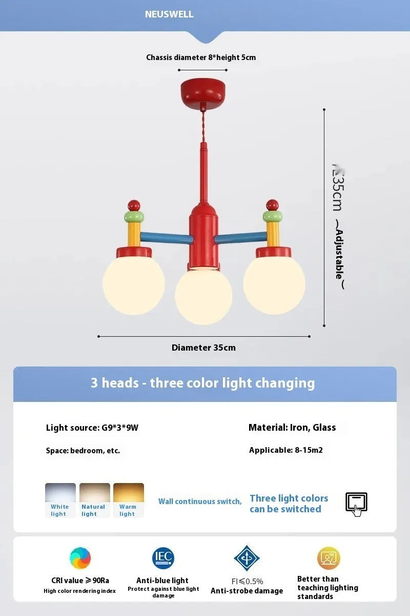 Mid-ancient colour chandelier or ceiling light, full spectrum, 220V, 3 or 5 head, for living room and bedroom