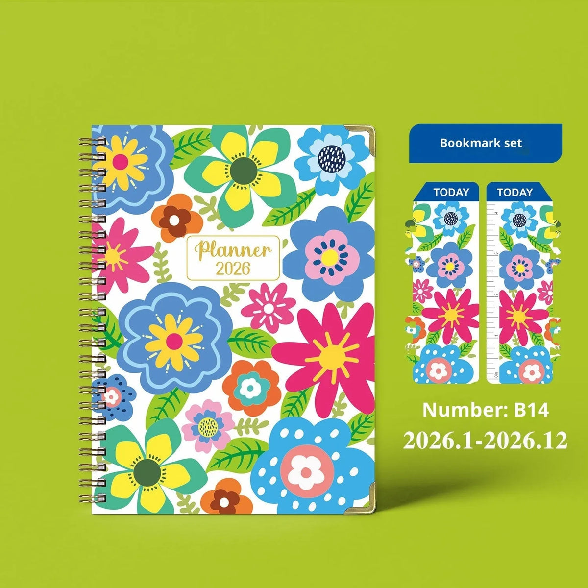2026 A5 coil diary notebook with paper cover in eight colour options B08 B09 B10 B11 B12 B13 B14 B15