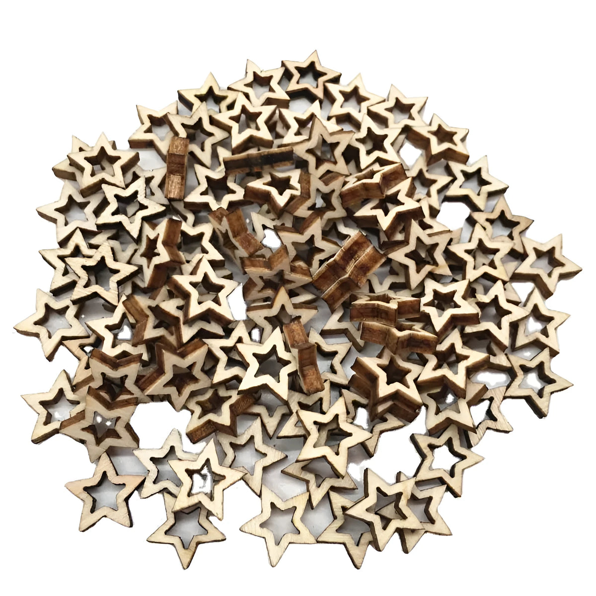MDF five-pointed star hollow pendants in 10mm 20mm and 30mm sizes for home decoration