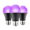 A19 purple LED light bulb with UV violet fluorescence, 12W super bright, IP44 rated