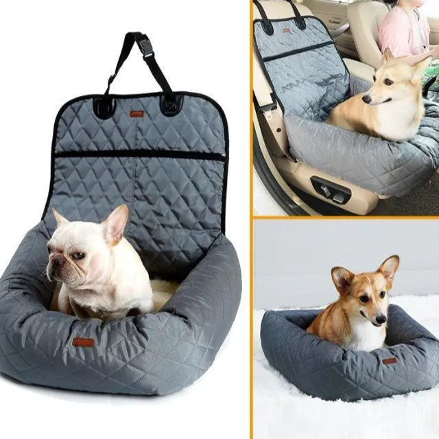 Beige chemical fibre pet car seat pad for front and rear car seats, suitable for dogs and cats