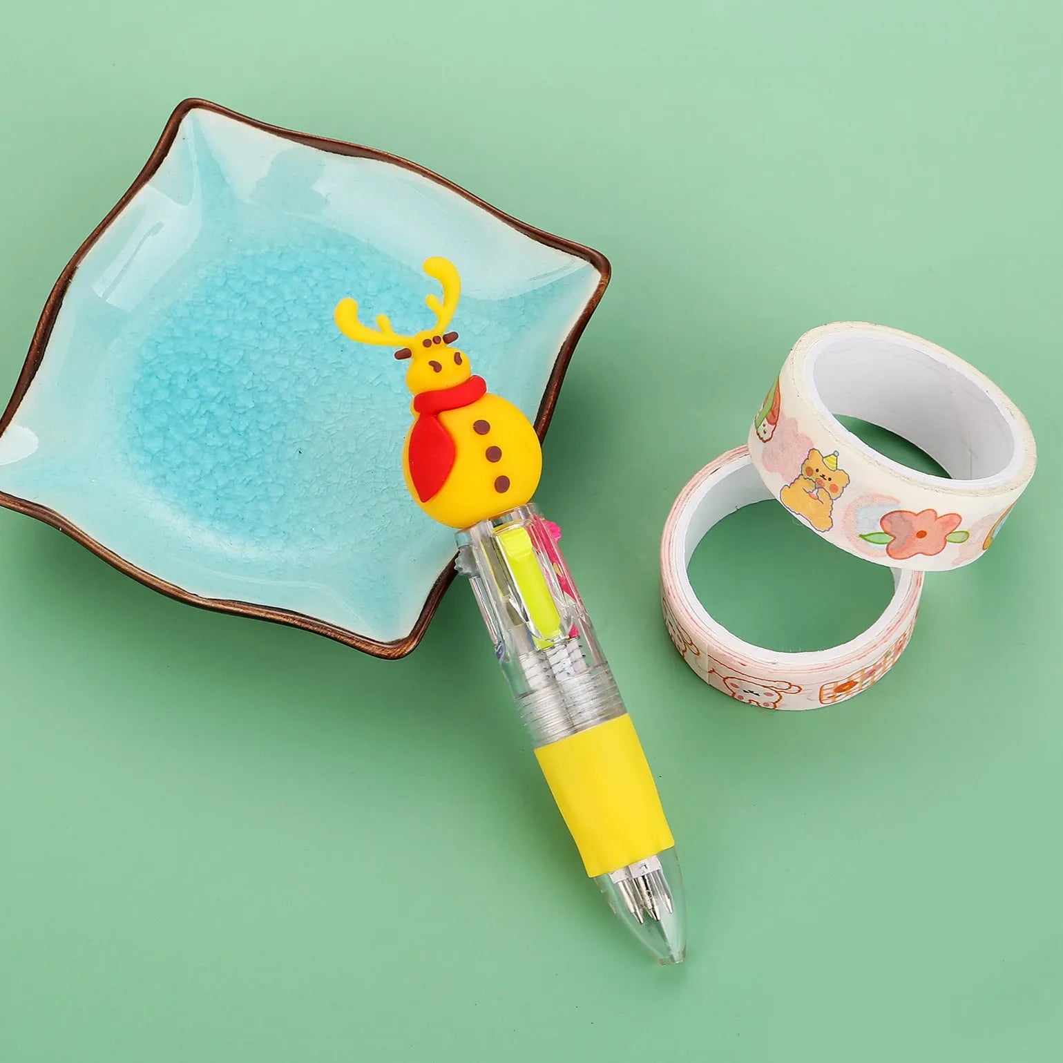 11cm Christmas four-colour ballpoint pen with press button and festive designs