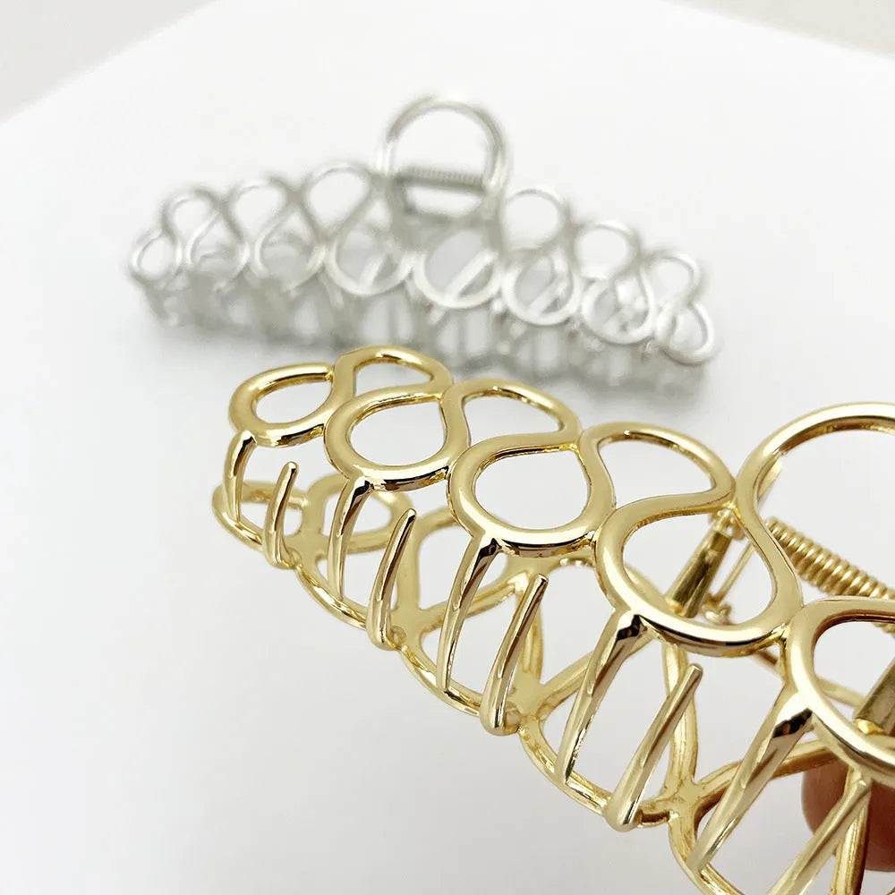 Gold and silver minimalist large hair clip with tassel for thick hair updos