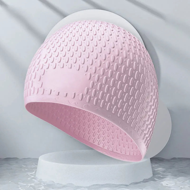 Solid colour silicone swimming cap for adults in multiple colour options