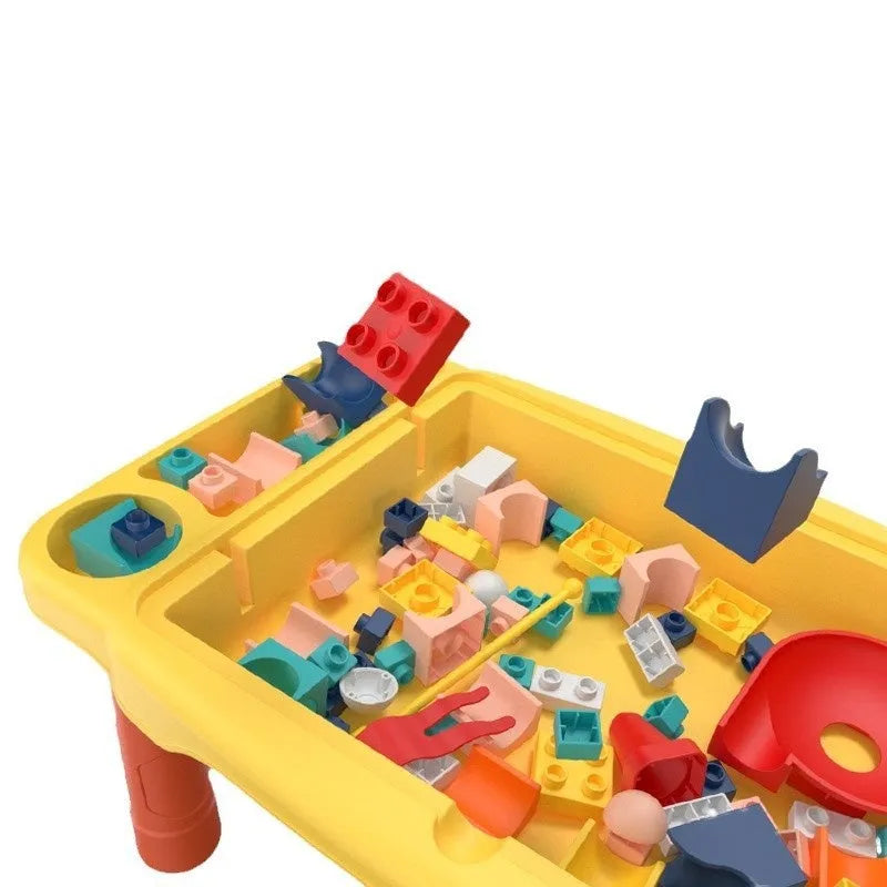 Large particle mushroom nail building blocks set with table and chair in assorted colours
