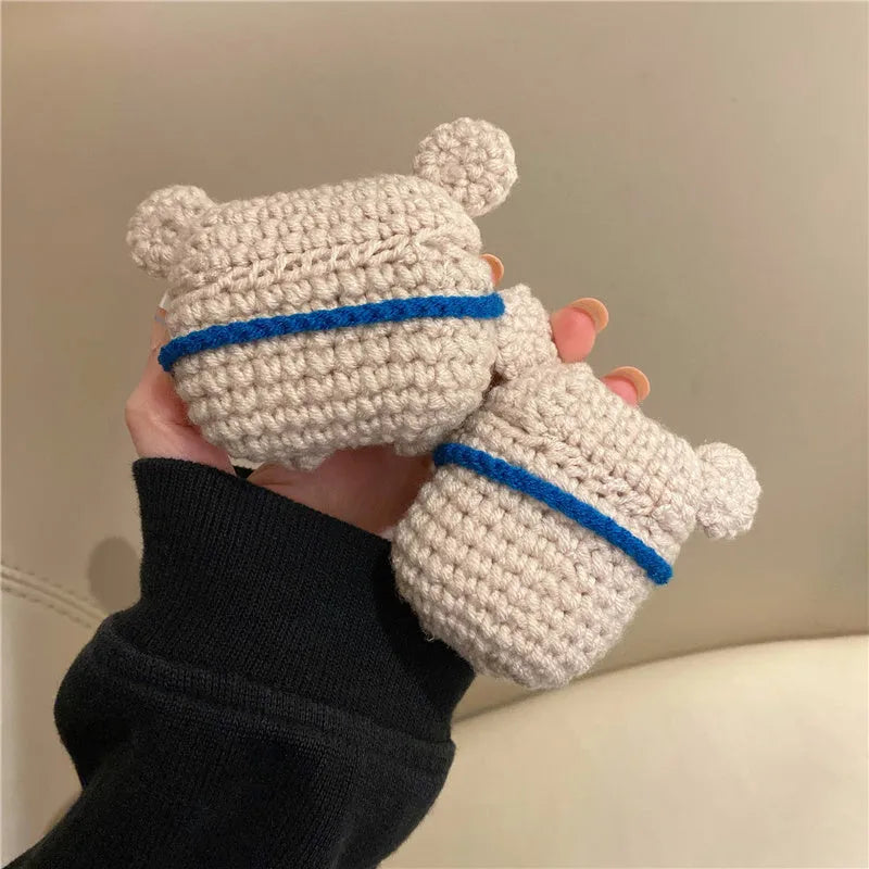 Handmade knitted koala bear backpack design AirPods protective cover for multiple Apple models