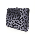 Leopard print laptop sleeve with flannel interior for 13-inch and 15.6-inch laptops