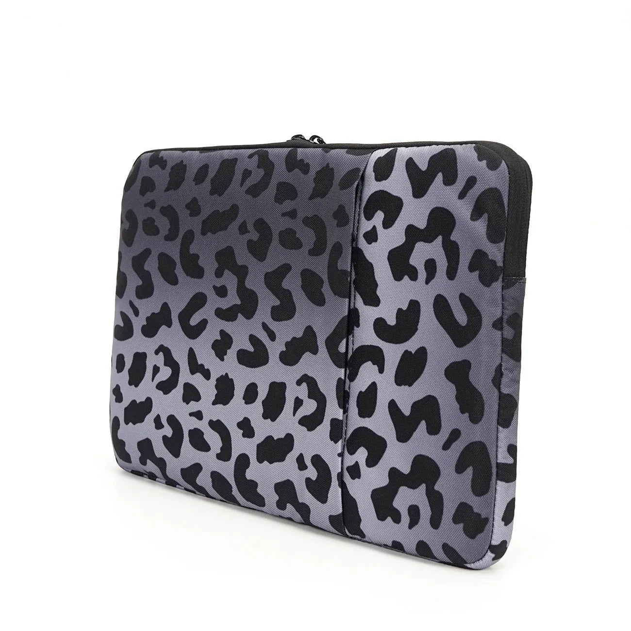 Leopard print laptop sleeve with flannel interior for 13-inch and 15.6-inch laptops