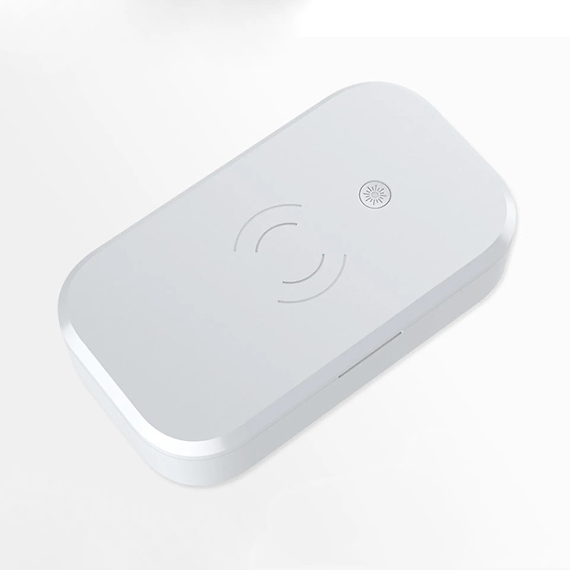 A white ultraviolet disinfection box for sanitising nail art tools and mobile phones, featuring wireless charging.