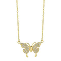 Gold titanium steel clavicle chain necklace with magnetic butterfly pendant on twisted chain