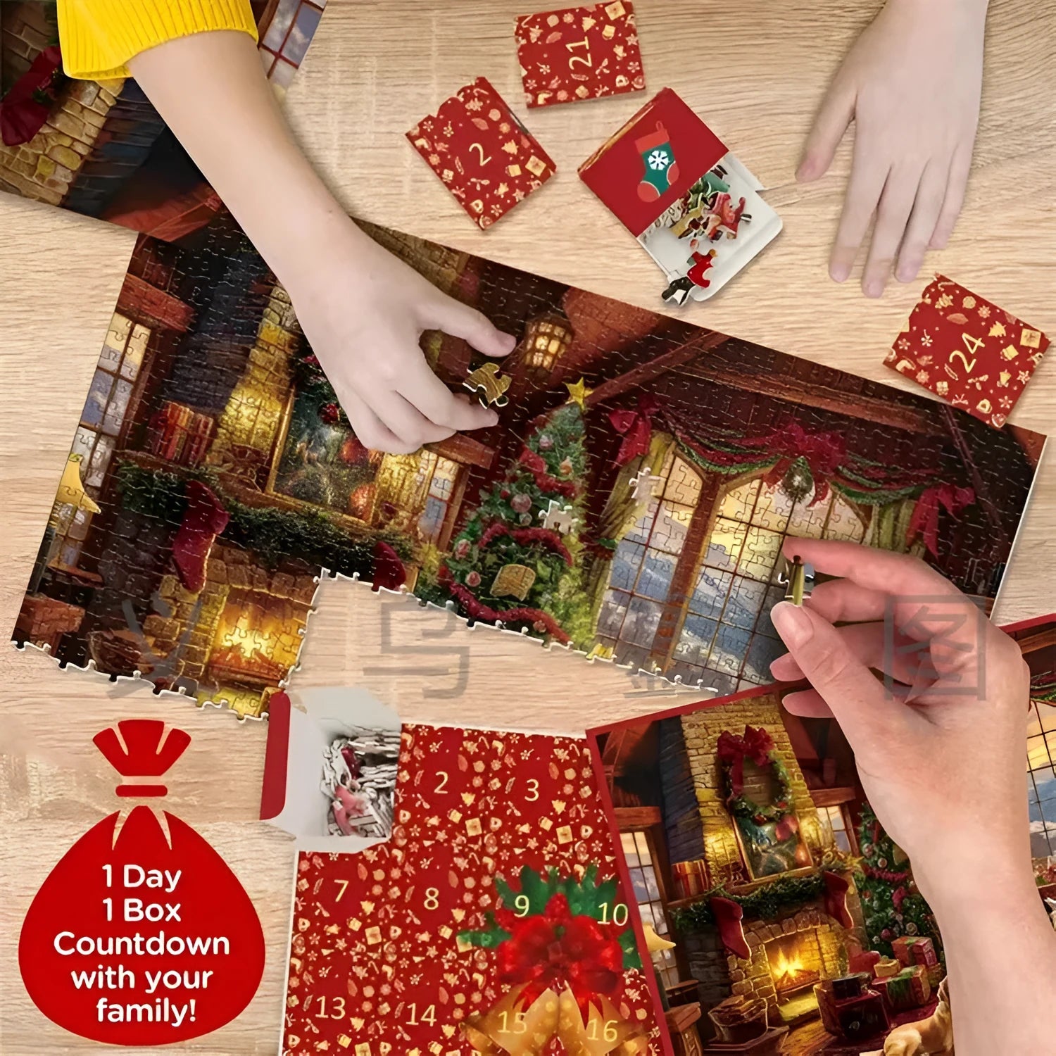 Children's Santa Claus 1000 piece paper puzzle toy in colour box packaging for teenagers