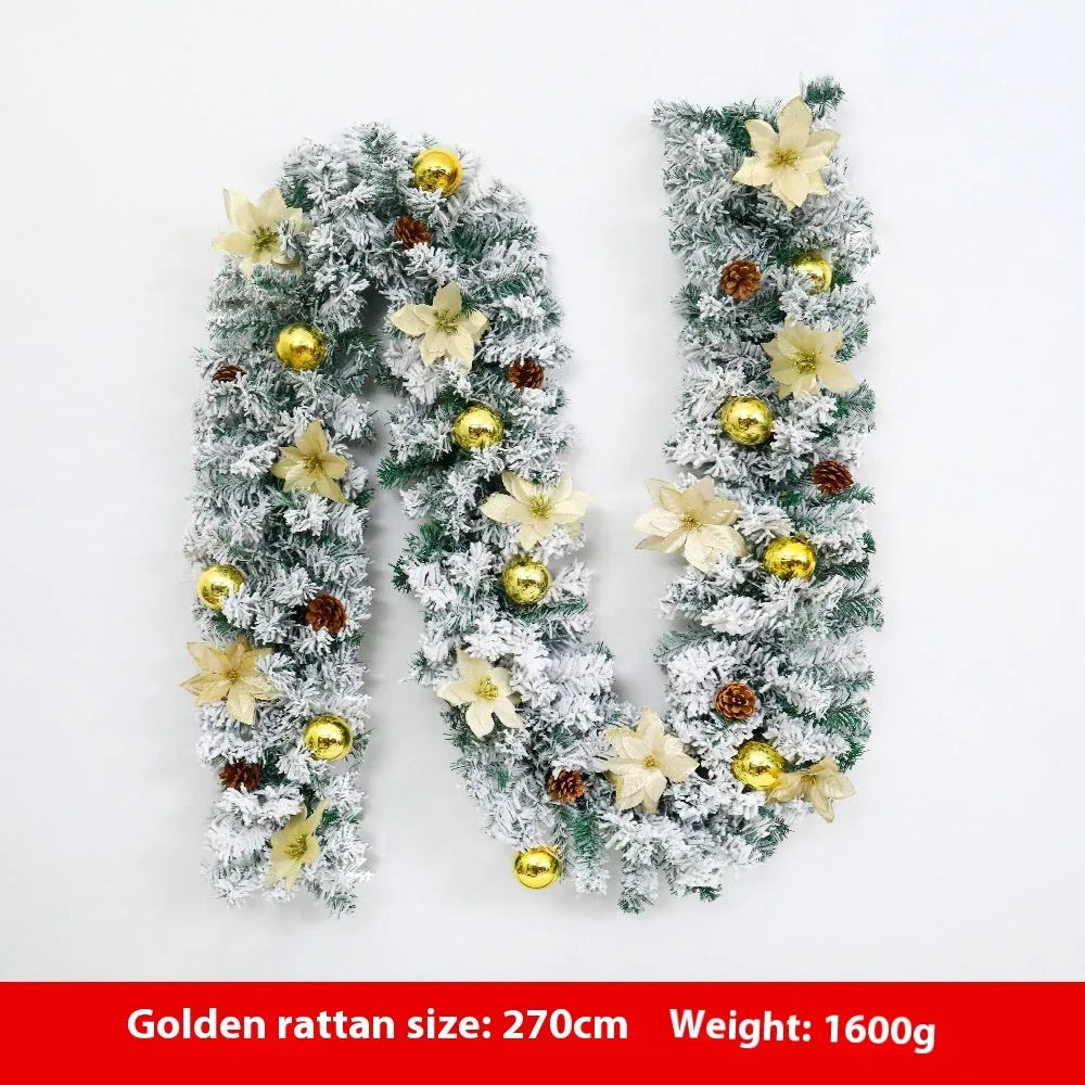 PVC rattan Christmas garland with flocked texture in a choice of festive colours.