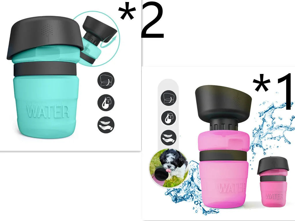 Creative silicone pet water bottle 520ml squeeze travel cup in sky blue