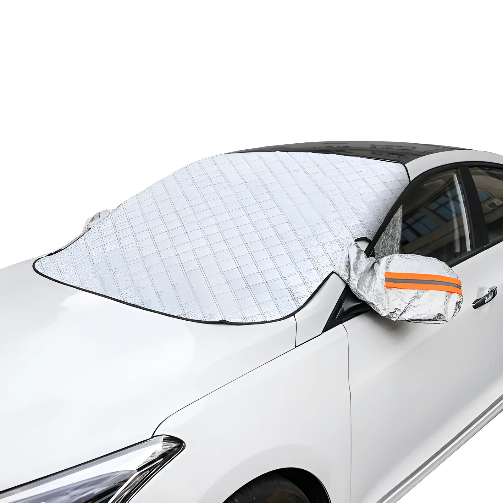Magnetic anti frost car snow cover with aluminium foil and magnets on windscreen