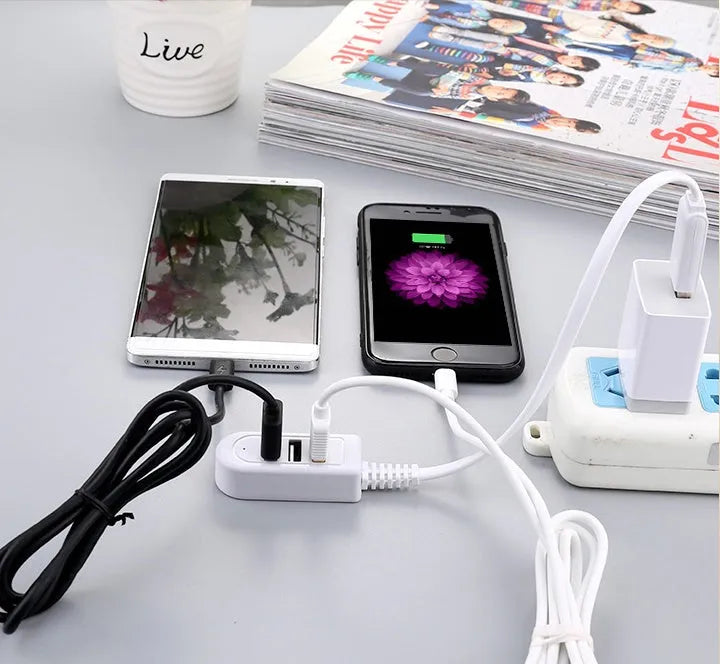 Multi-functional 3-port USB expansion hub with Micro USB cable for charging and data sync