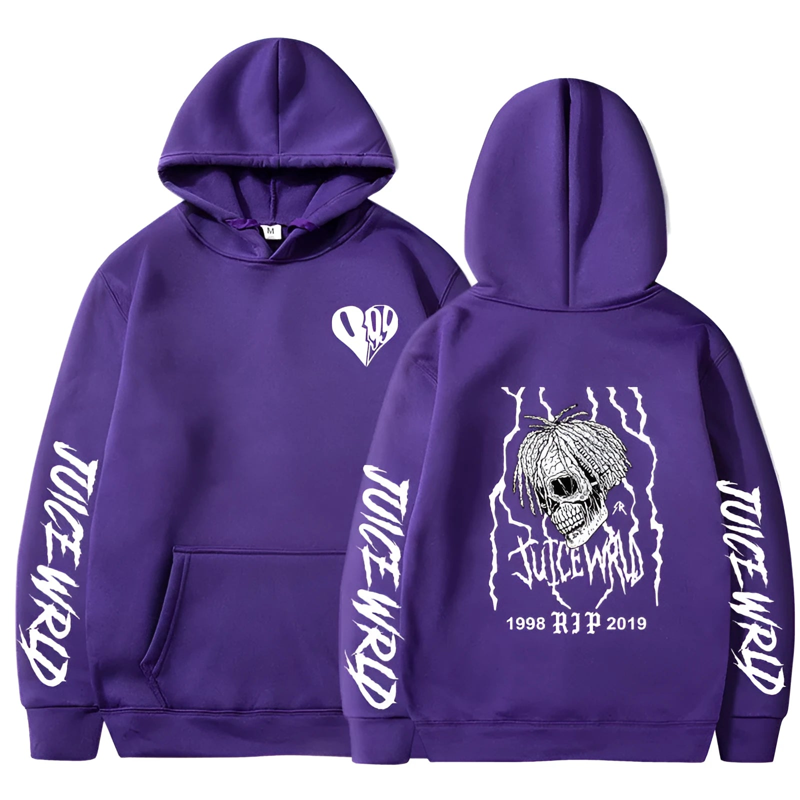Unisex printed loose hoodie in cotton blend with long sleeves and loose fit shown in white