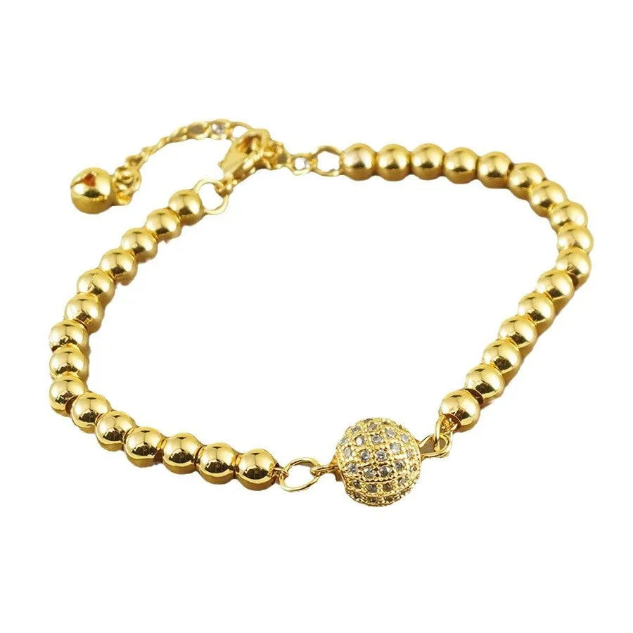 Copper Arabic bracelet with zircon stones and heart shape design for women's fashion jewellery