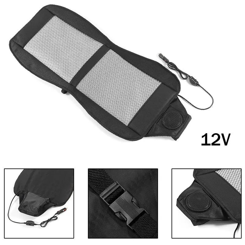 Black and grey grid car cool seat cushion with fibre outer and EVA fill for summer use